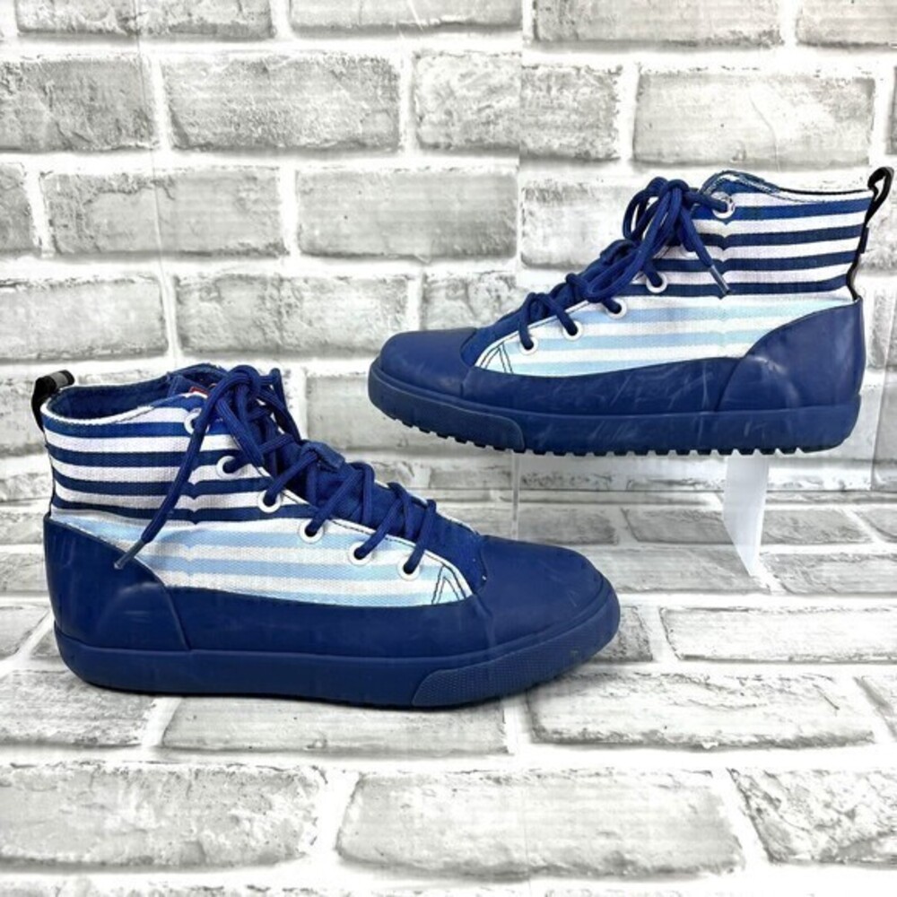 Hunter for Target Kids Dipped Canvas High Top Sneakers Sz 5 Blue Stripe Shoe